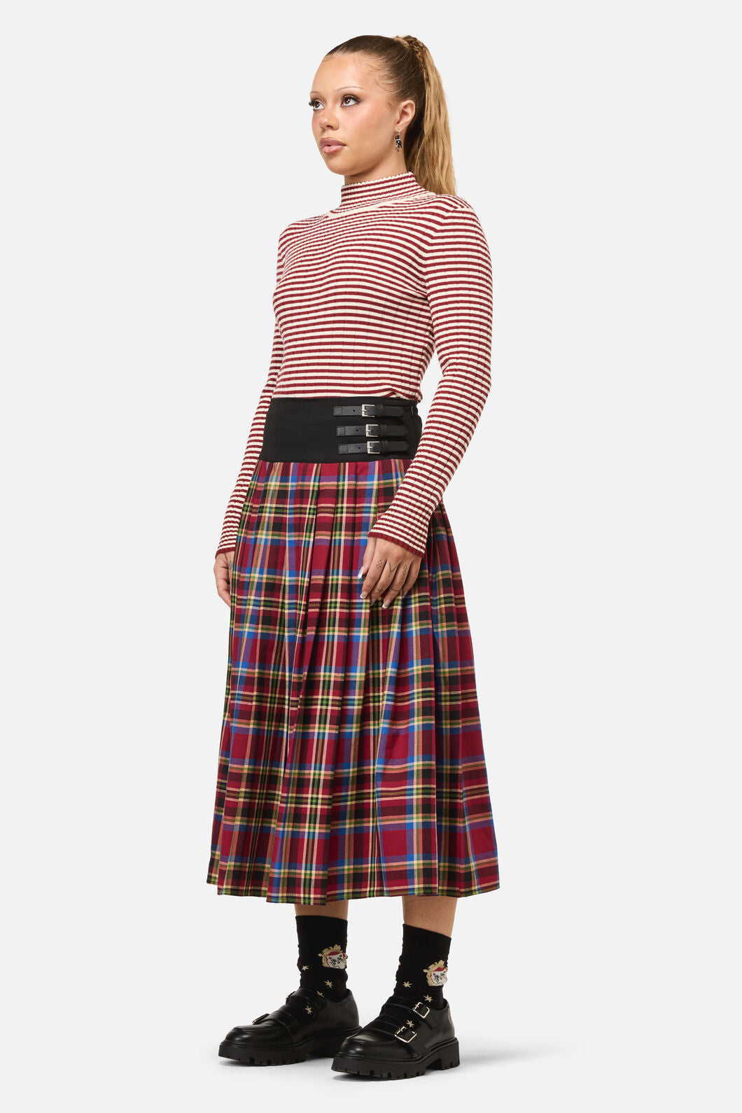 Dangerfield - Crowned Tartan Skirt - red
