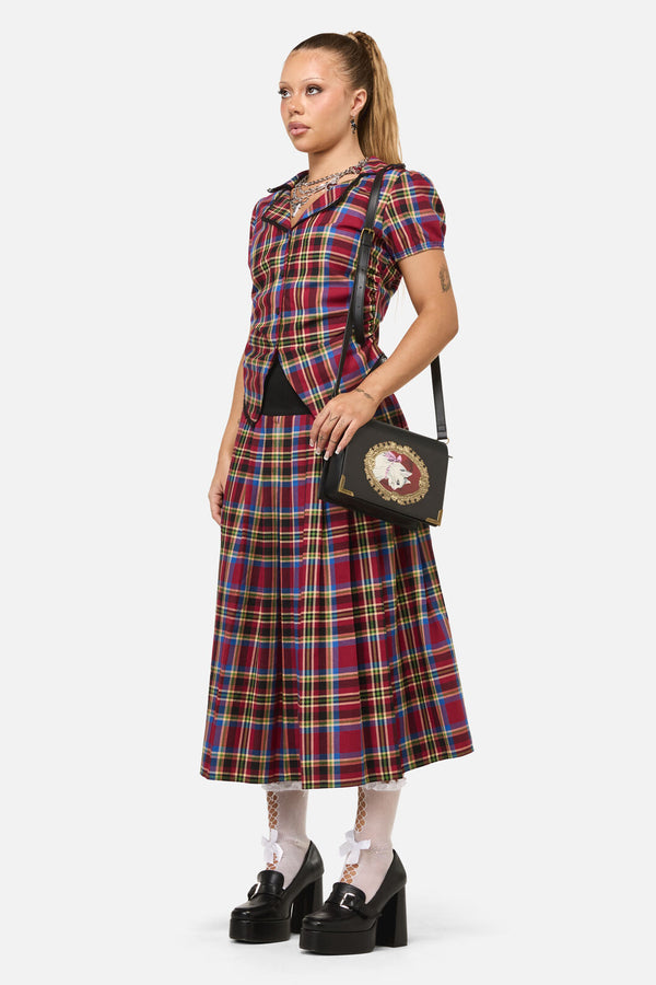 Dangerfield - Crowned Tartan Blouse - red