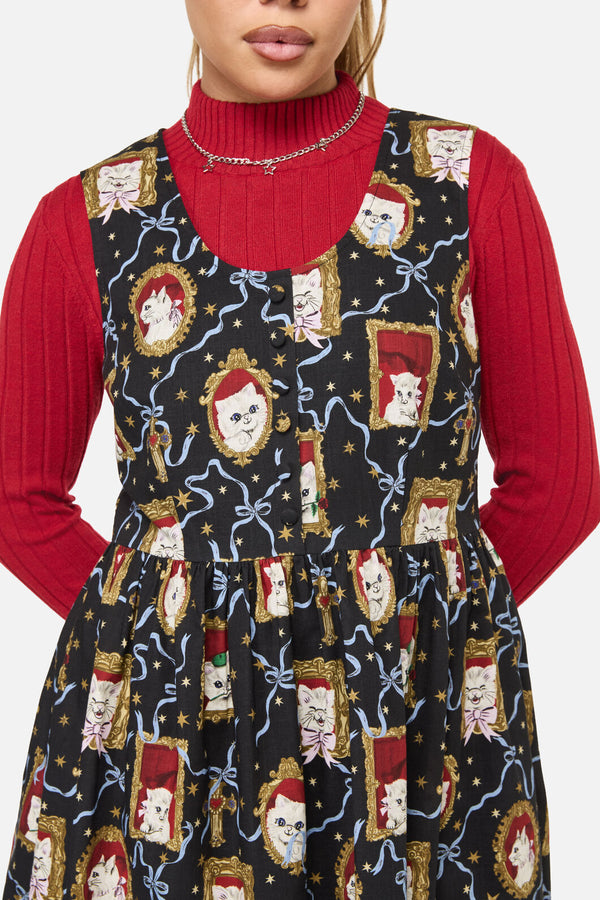 Dangerfield - Offical Cat Portrait Dress - black