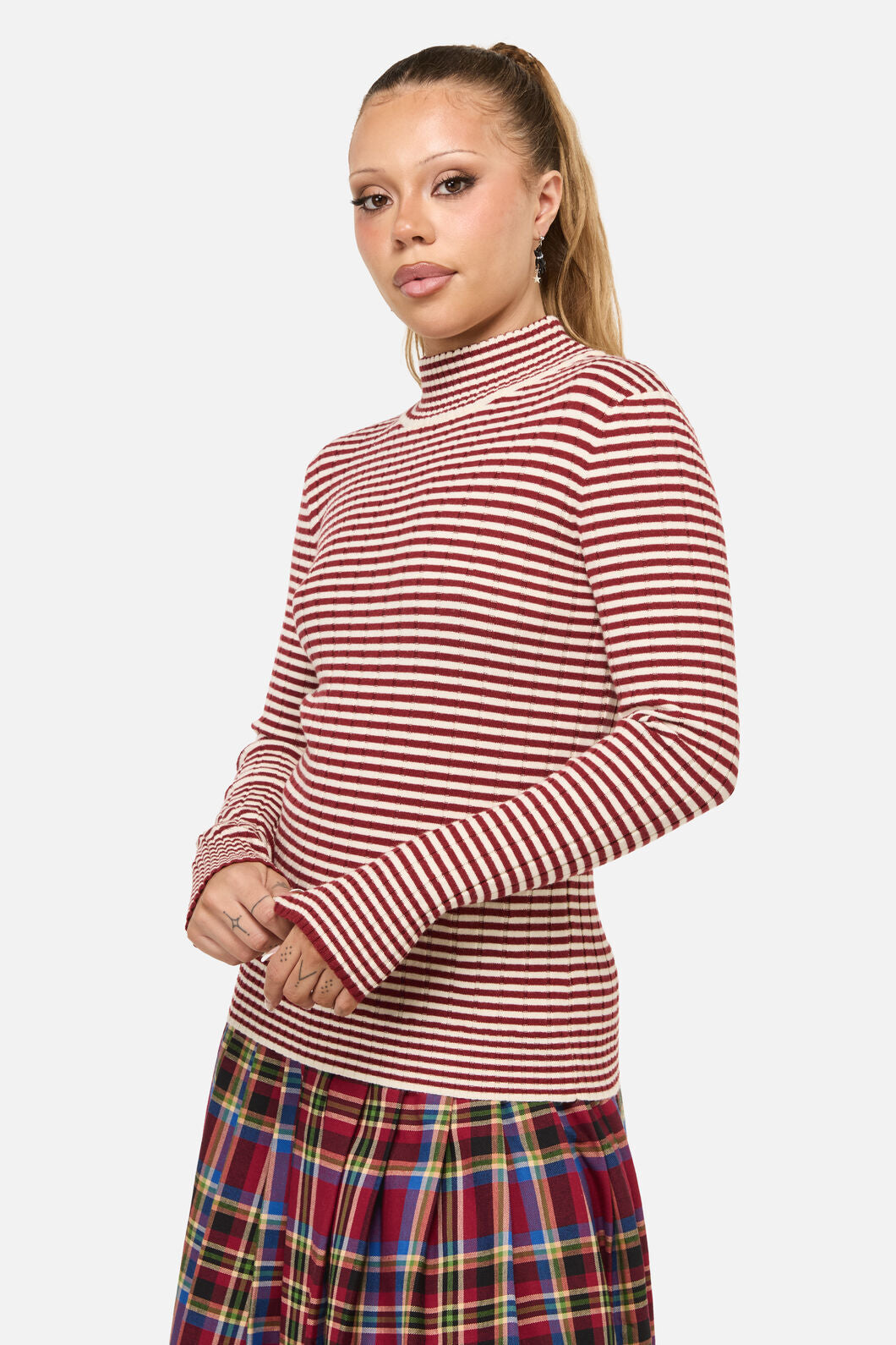 Dangerfield - Mii Stripe Knit - red-cream