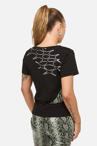 Dangerfield - Y2K Sigil Fitted Patch T-Shirt - black