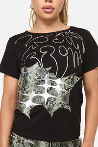 Dangerfield - Y2K Sigil Fitted Patch T-Shirt - black
