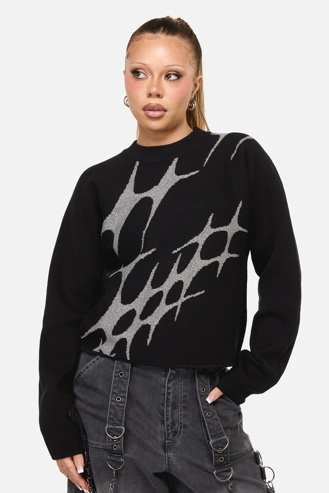 Dangerfield - Y2K Sigil High Neck Jumper - black