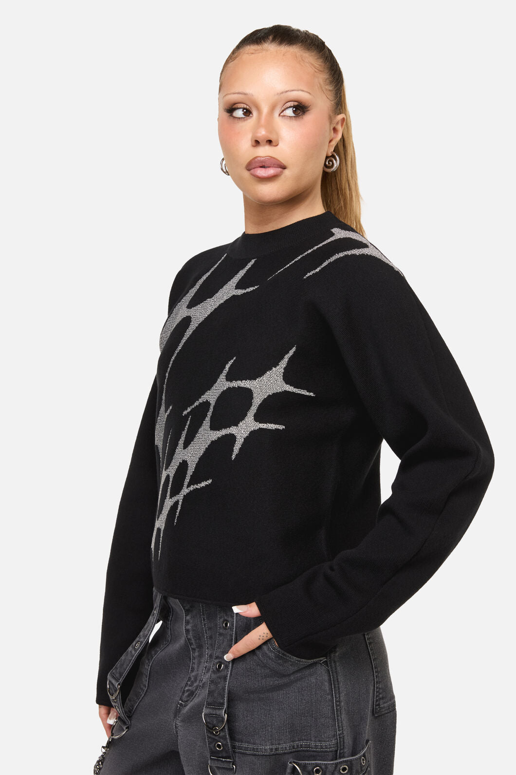 Dangerfield - Y2K Sigil High Neck Jumper - black