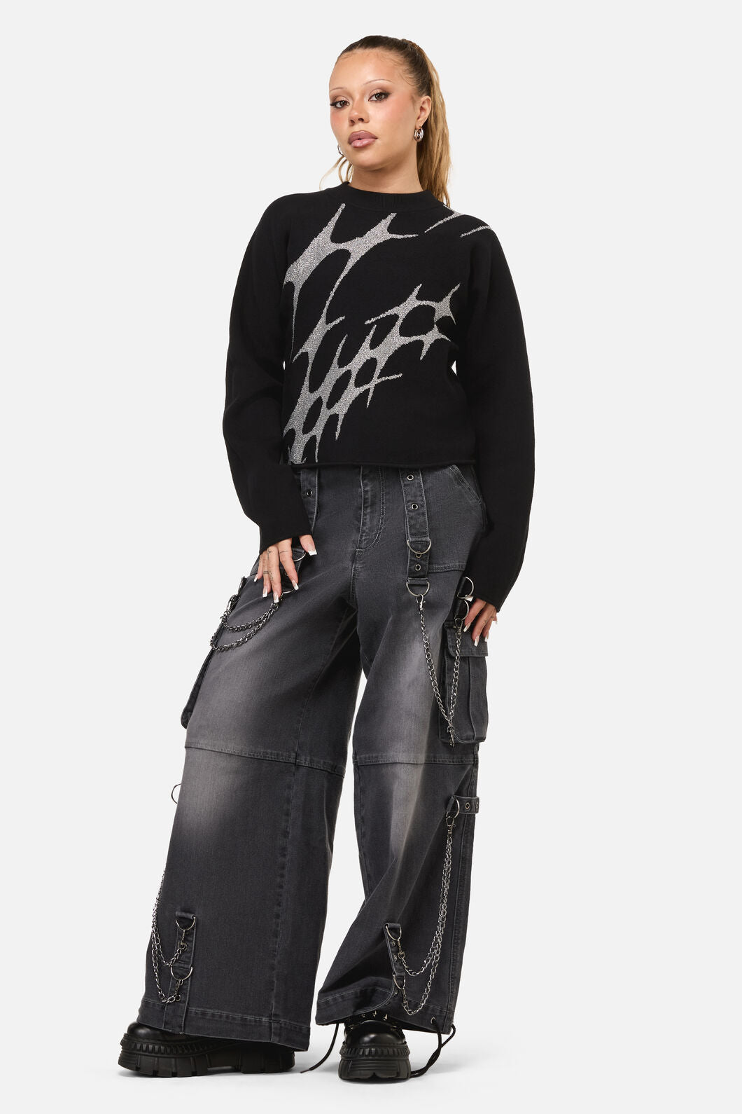 Dangerfield - Y2K Sigil High Neck Jumper - black