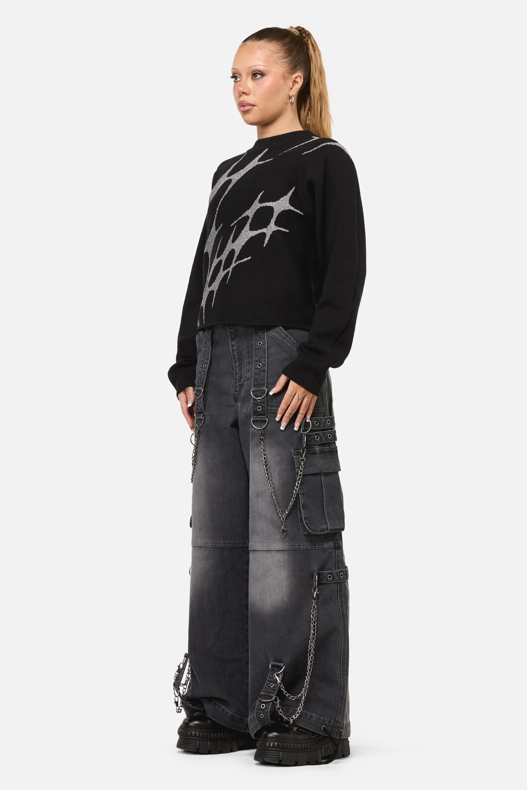 Dangerfield - Y2K Sigil High Neck Jumper - black