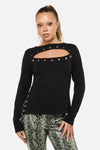 Dangerfield - Y2K Basic Eyelet Knit Jumper - black