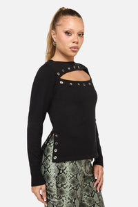 Dangerfield - Y2K Basic Eyelet Knit Jumper - black