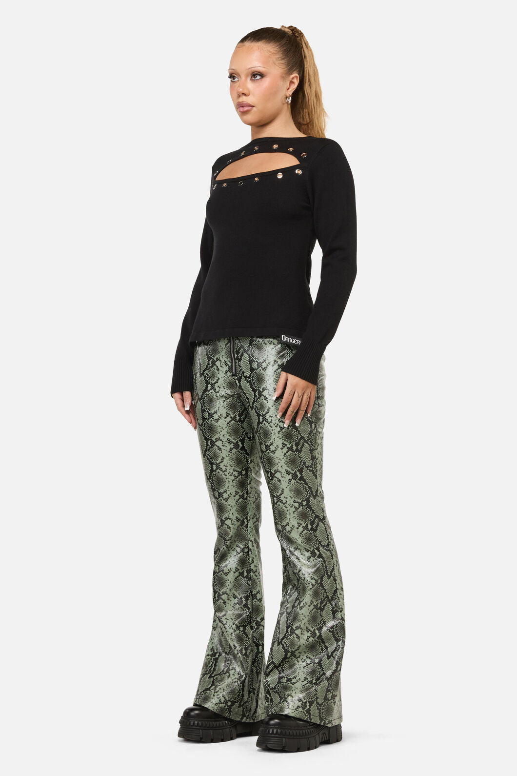 Dangerfield - Y2K Basic Eyelet Knit Jumper - black