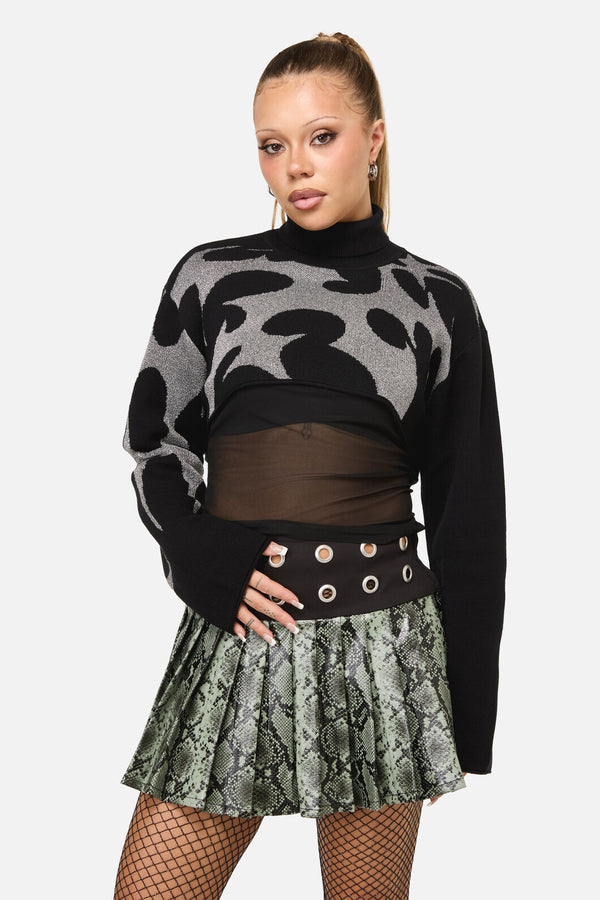 Dangerfield - Y2K Sigil Turtleneck Crop Knit - black