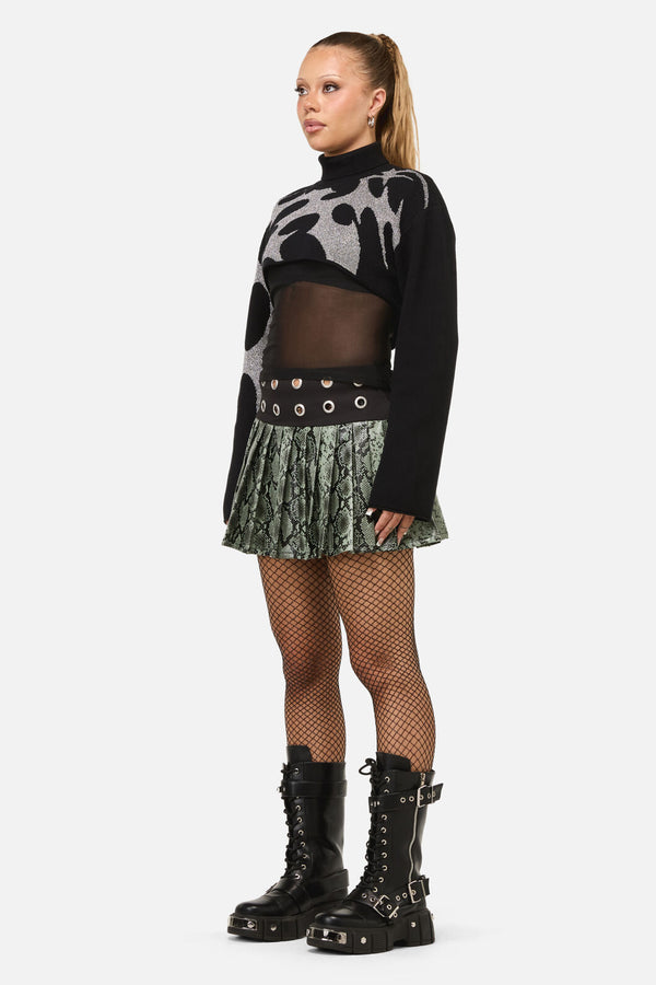 Dangerfield - Y2K Sigil Turtleneck Crop Knit - black