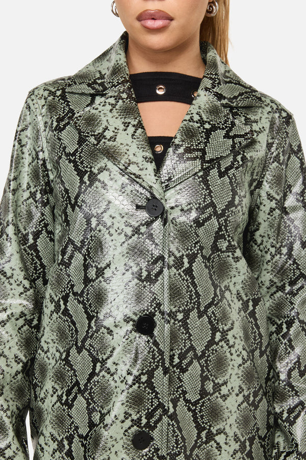 Dangerfield - Y2K Snakey Mid Length Coat - grey