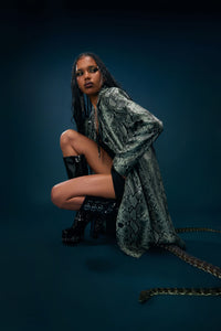 Dangerfield - Y2K Snakey Mid Length Coat - grey