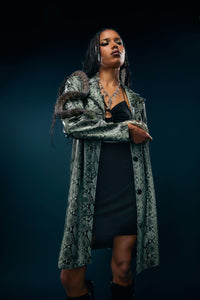 Dangerfield - Y2K Snakey Mid Length Coat - grey