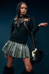 Dangerfield - Y2K Snakey Eyelet Mini Skort - grey-black