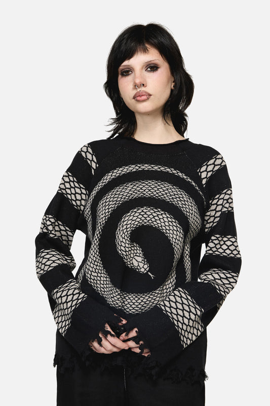 Dangerfield - Slithering Goth Knit - black-white