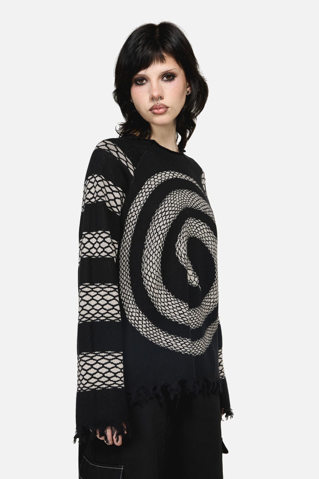 Dangerfield - Slithering Goth Knit - black-white