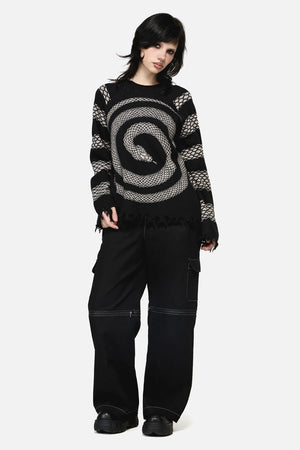 Dangerfield - Slithering Goth Knit - black-white