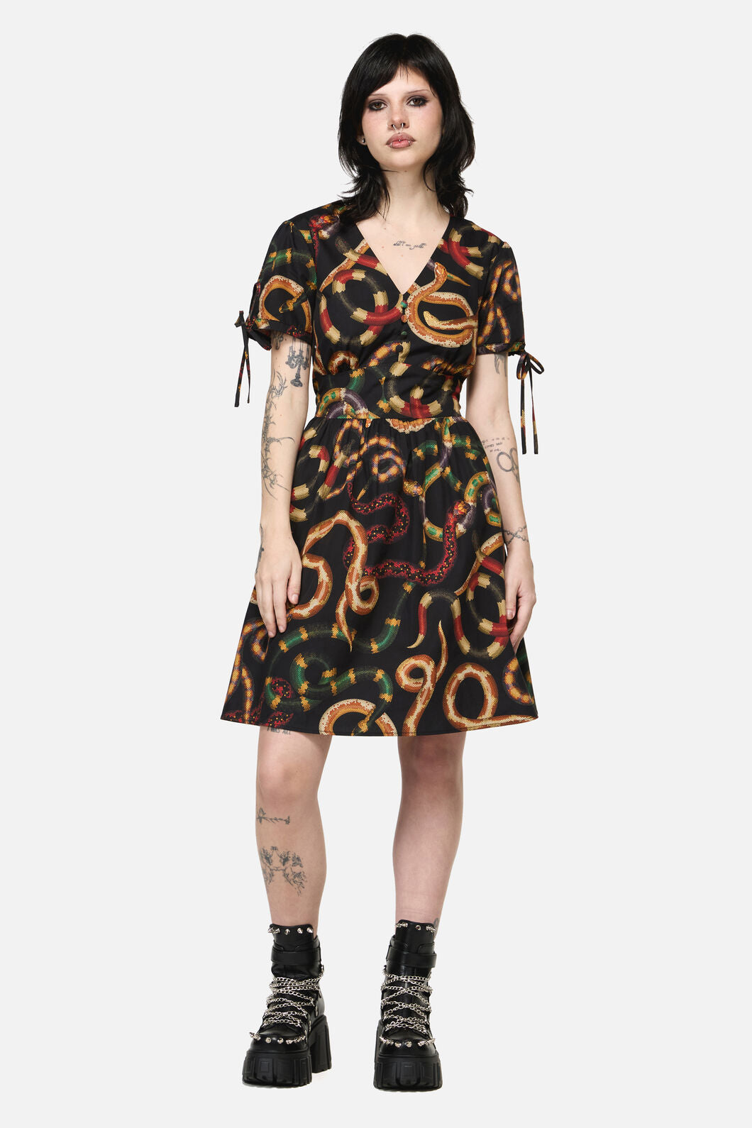 Dangerfield - Reptilian Print Dress - multi