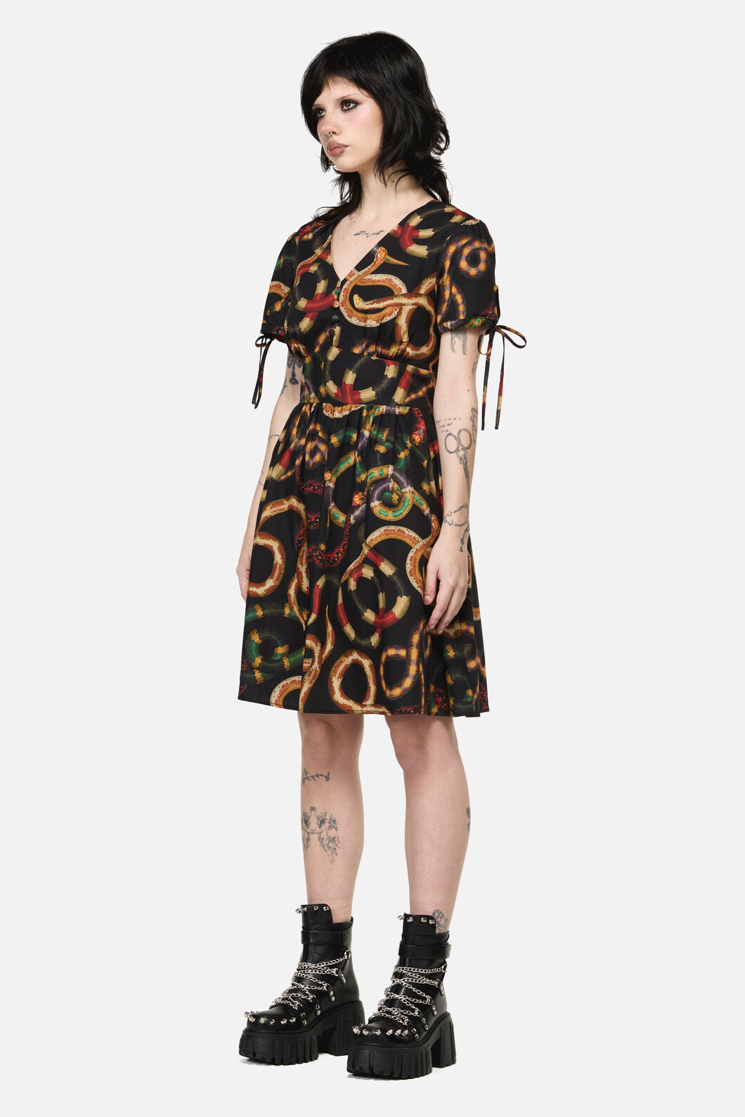 Dangerfield - Reptilian Print Dress - multi