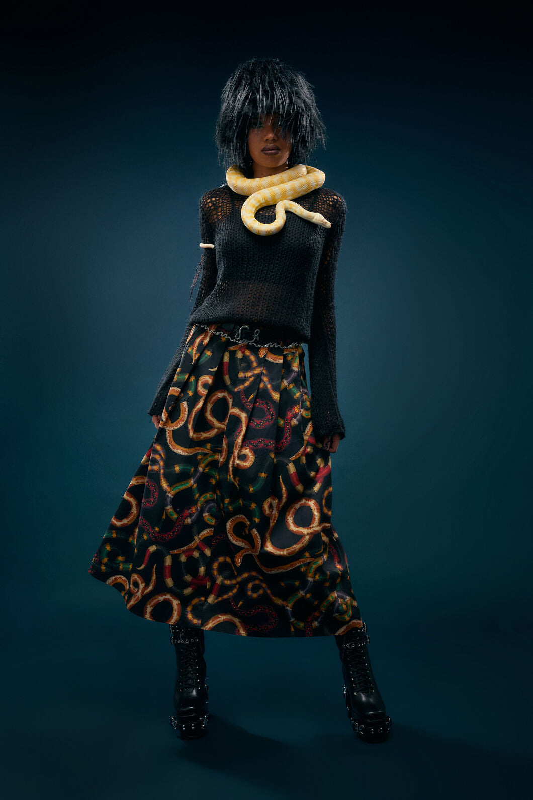 Dangerfield - Reptilian Print Midi Skirt - multi