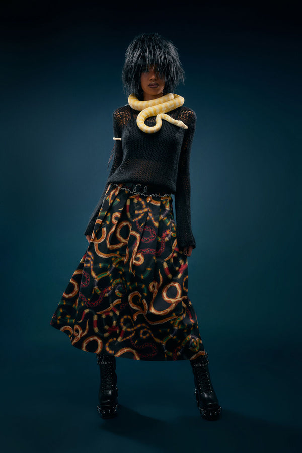 Dangerfield - Reptilian Print Midi Skirt - multi