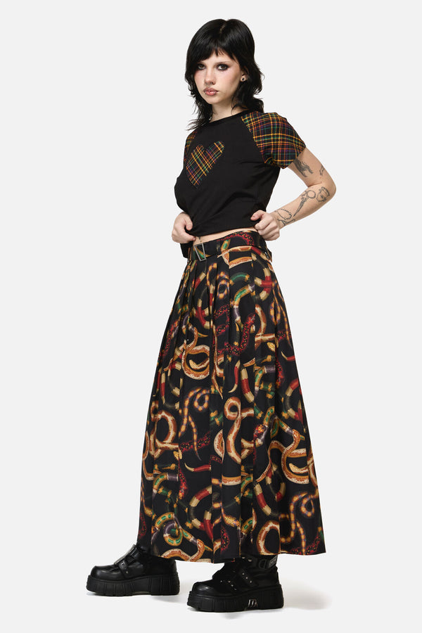 Dangerfield - Reptilian Print Midi Skirt - multi