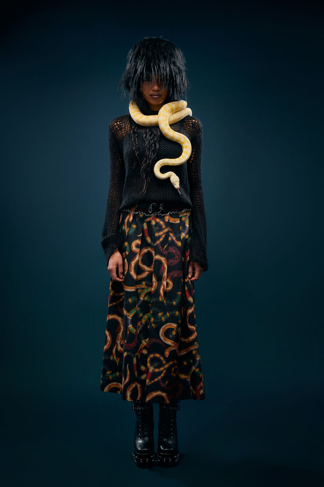 Dangerfield - Reptilian Print Midi Skirt - multi