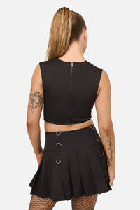 Dangerfield - Crowned Lace Up Corset Top - black