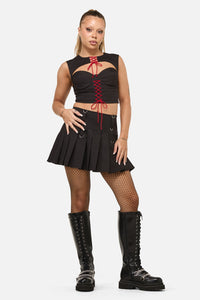 Dangerfield - Crowned Lace Up Corset Top - black