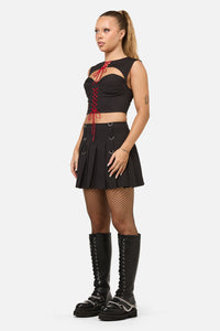 Dangerfield - Crowned Lace Up Corset Top - black