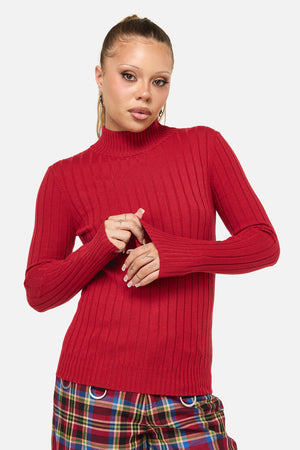 Dangerfield - Crowned Knit Top - red