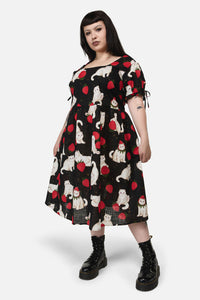 Dangerfield - Curve StrawberryCatRepeatDress - black