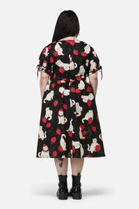 Dangerfield - Curve StrawberryCatRepeatDress - black