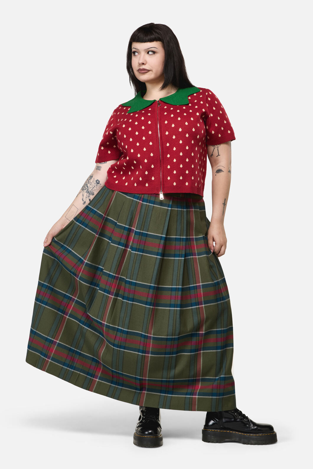 Dangerfield - Curve Strawberry Leaf SS Cardi - red