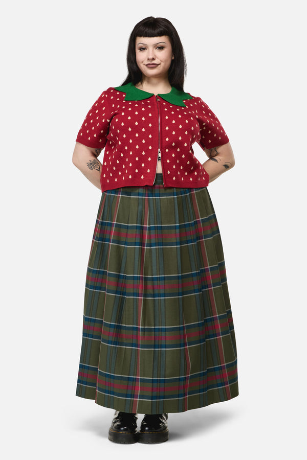 Dangerfield - Curve Strawberry Leaf SS Cardi - red