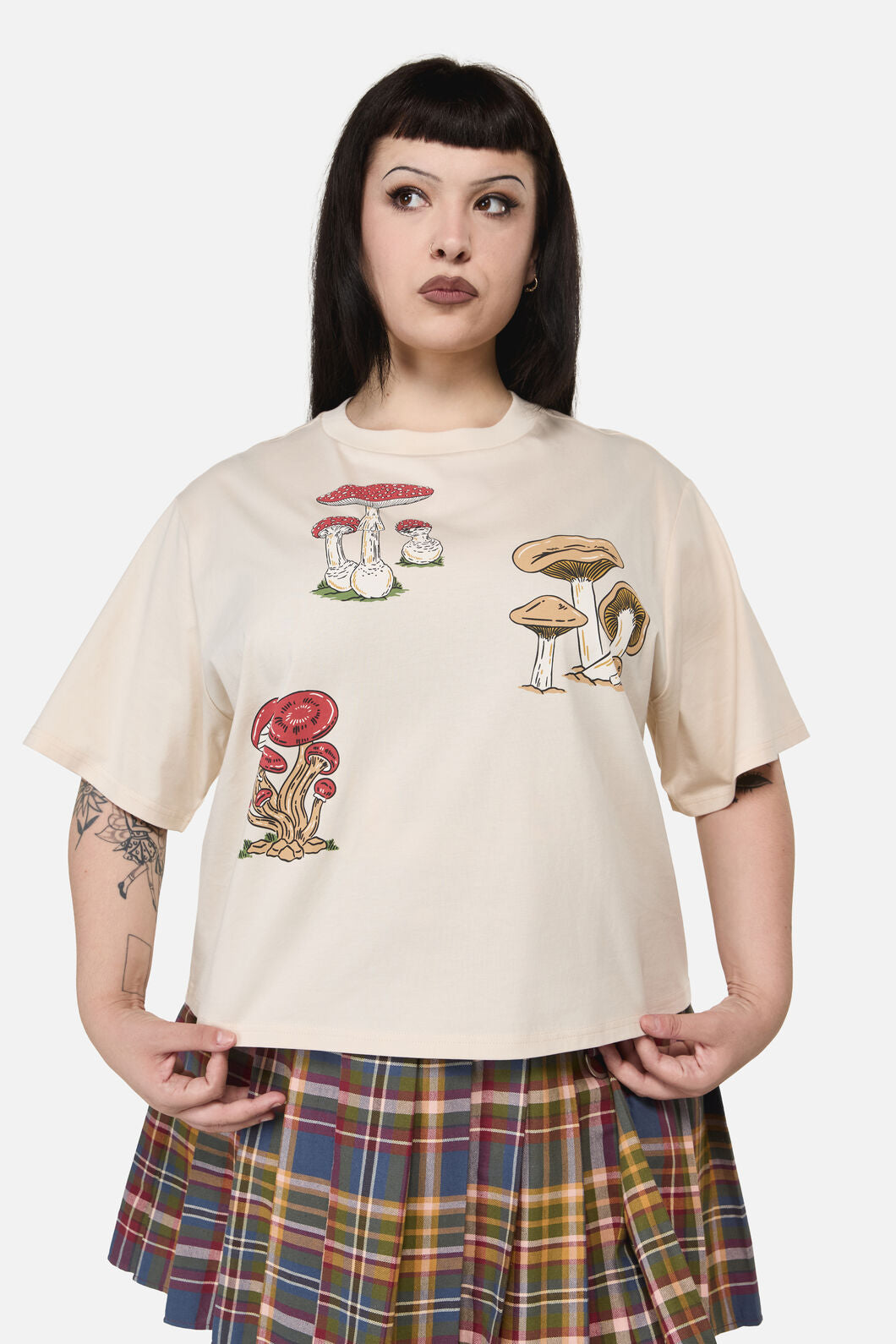 Dangerfield - Curve Mushie Print Tee - cream