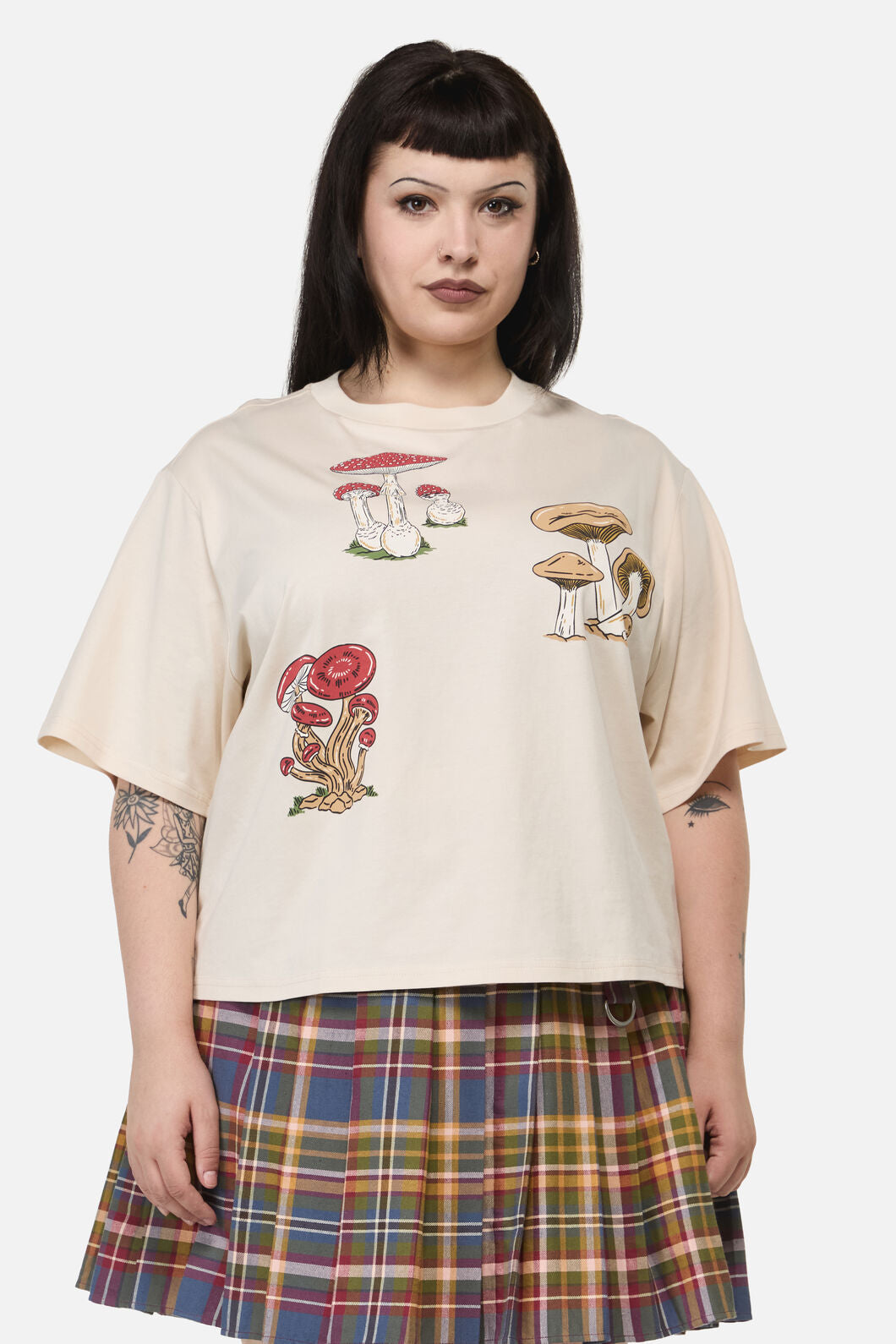 Dangerfield - Curve Mushie Print Tee - cream