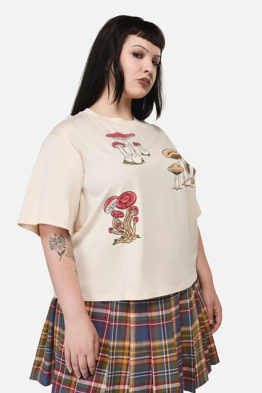 Dangerfield - Curve Mushie Print Tee - cream