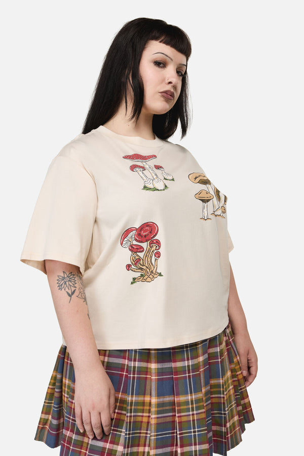 Dangerfield - Curve Mushie Print Tee - cream