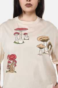 Dangerfield - Curve Mushie Print Tee - cream