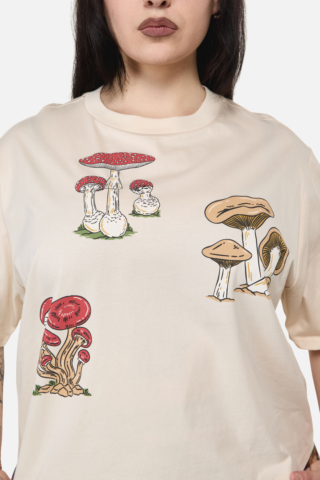 Dangerfield - Curve Mushie Print Tee - cream