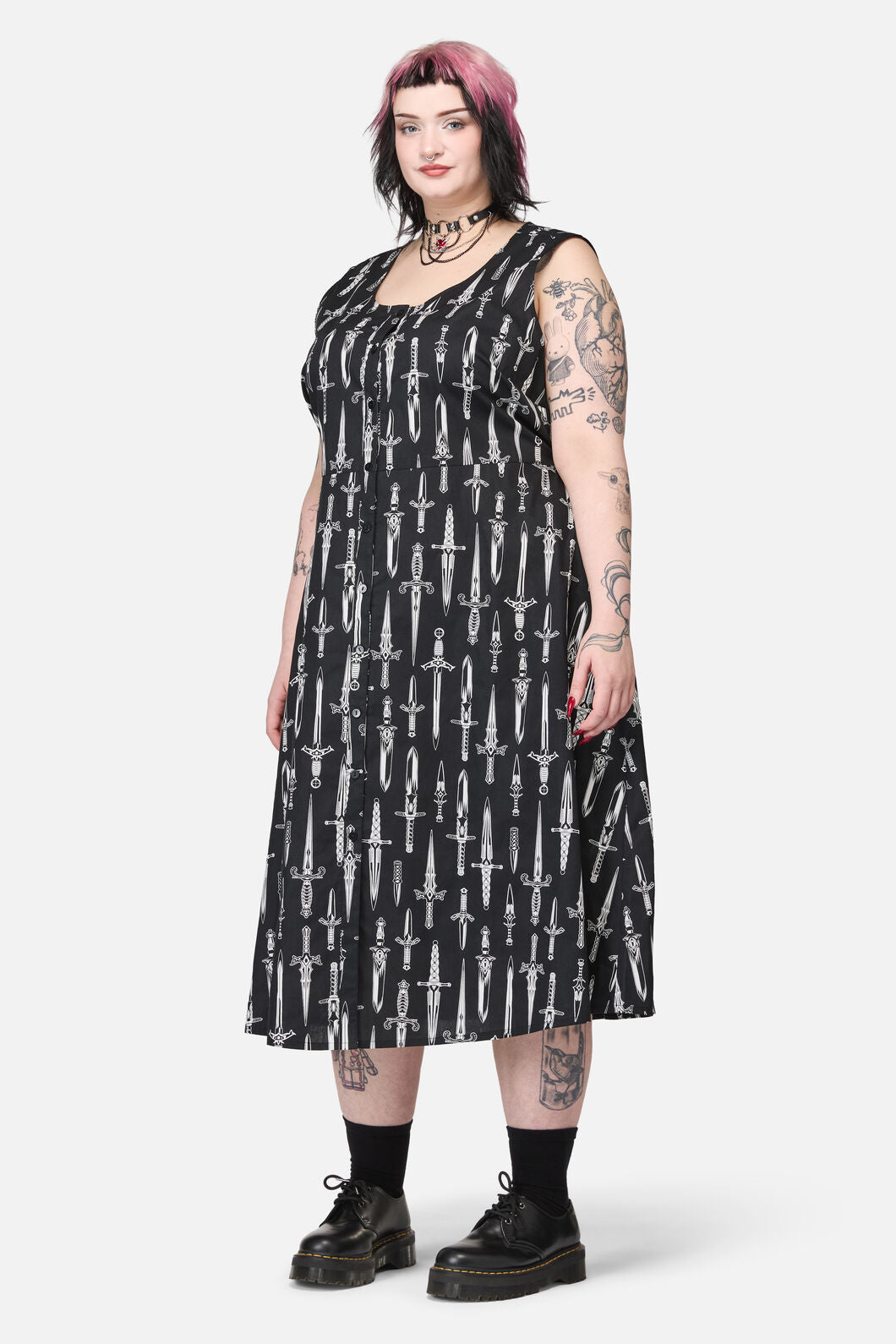 Dangerfield - Curve Dagger Goth Maxi Dress - black