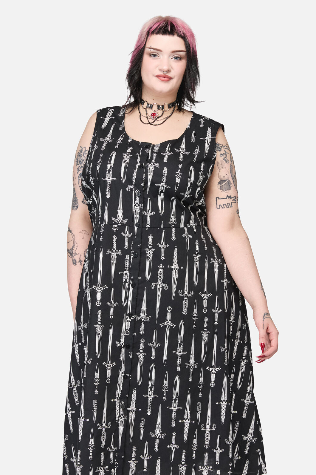 Dangerfield - Curve Dagger Goth Maxi Dress - black
