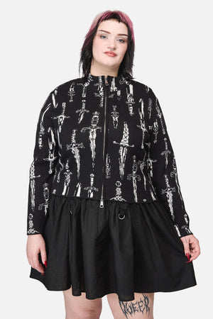Dangerfield - Curve Dagger Goth Zip Cardigan - black