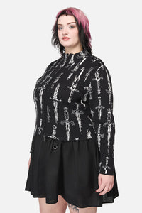 Dangerfield - Curve Dagger Goth Zip Cardigan - black