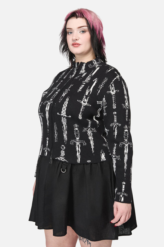 Dangerfield - Curve Dagger Goth Zip Cardigan - black