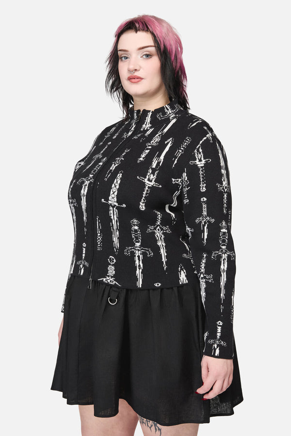Dangerfield - Curve Dagger Goth Zip Cardigan - black
