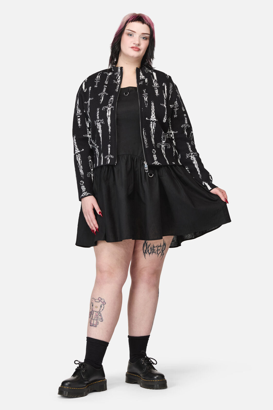 Dangerfield - Curve Dagger Goth Zip Cardigan - black