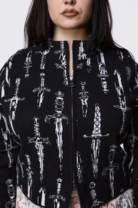 Dangerfield - Curve Dagger Goth Zip Cardigan - black